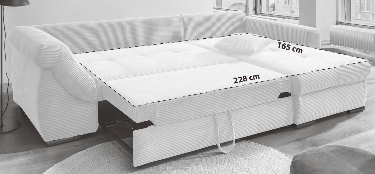 ECKSOFA in Cord Dunkelgrün  - Dunkelgrün/Schwarz, Modern, Holz/Textil (302/188cm) - MID.YOU