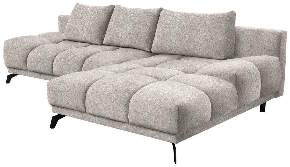 ECKSOFA in Chenille Sandfarben  - Sandfarben/Schwarz, Modern, Textil/Metall (290/182cm) - Hom`in