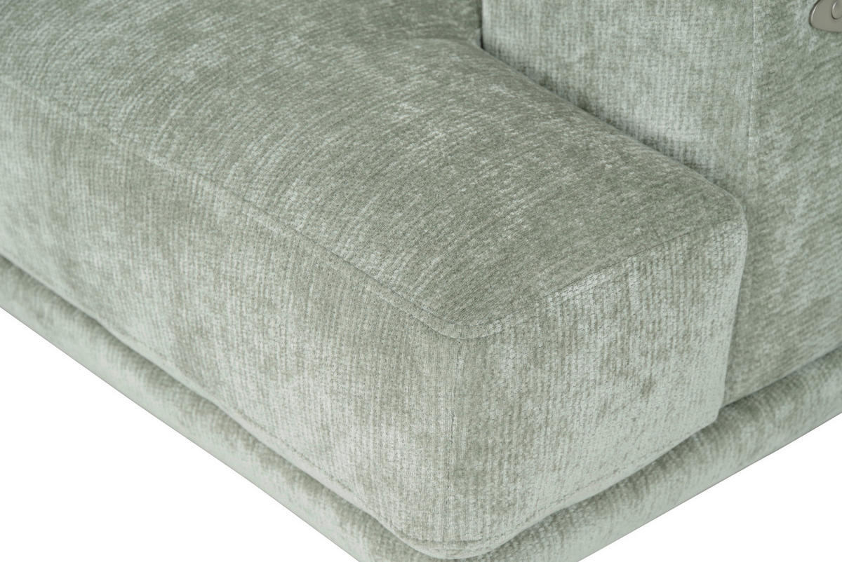ECKSOFA Mintgrün Chenille Kopfteilverstellung, Sitztiefenverstellung  - Schwarz/Mintgrün, Design, Textil/Metall (243/307cm) - Xora