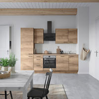 KÜCHENBLOCK 270 cm   in Eiche dunkel  - Eiche dunkel/Schwarz, MODERN, Holzwerkstoff/Metall (270cm) - Nobilia