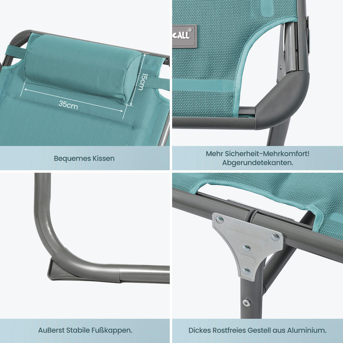 SONNENLIEGE 70/36/200 cm  - Grau/Mintgrün, Basics, Textil/Metall (70/36/200cm) - Modante