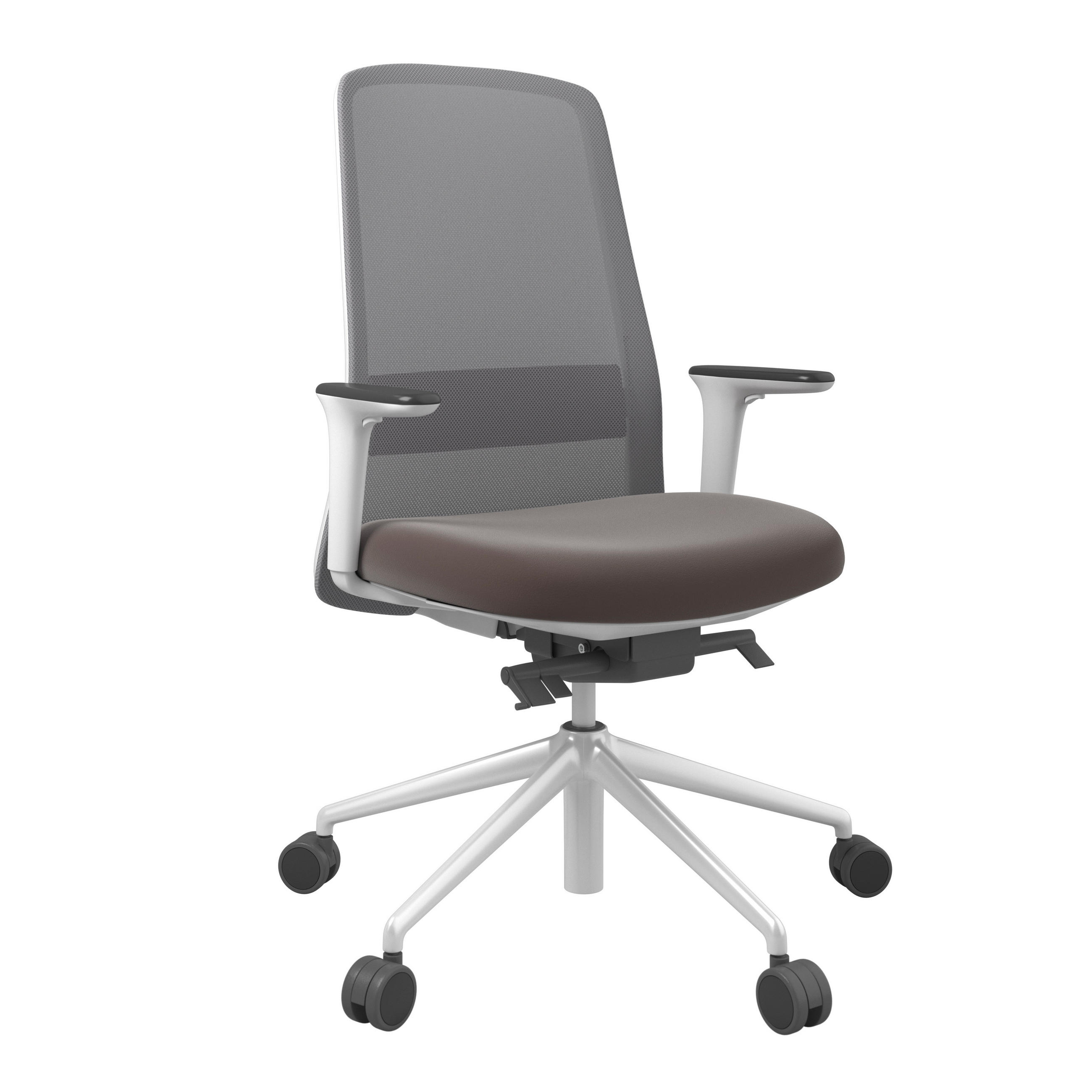 DREHSTUHL Lederlook Grau, Weiß, Dunkelbraun  - Dunkelbraun/Weiß, MODERN, Kunststoff/Textil (70/103-115/70cm)