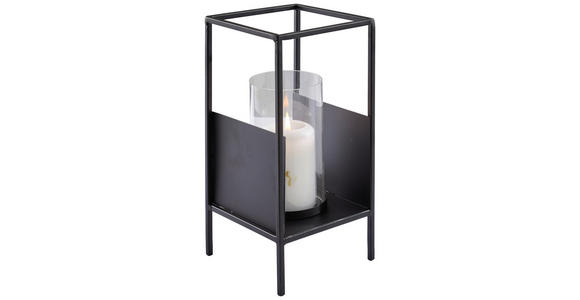 WINDLICHT  - Klar/Schwarz, Trend, Glas/Metall (13/25,5/13cm) - Ambia Home