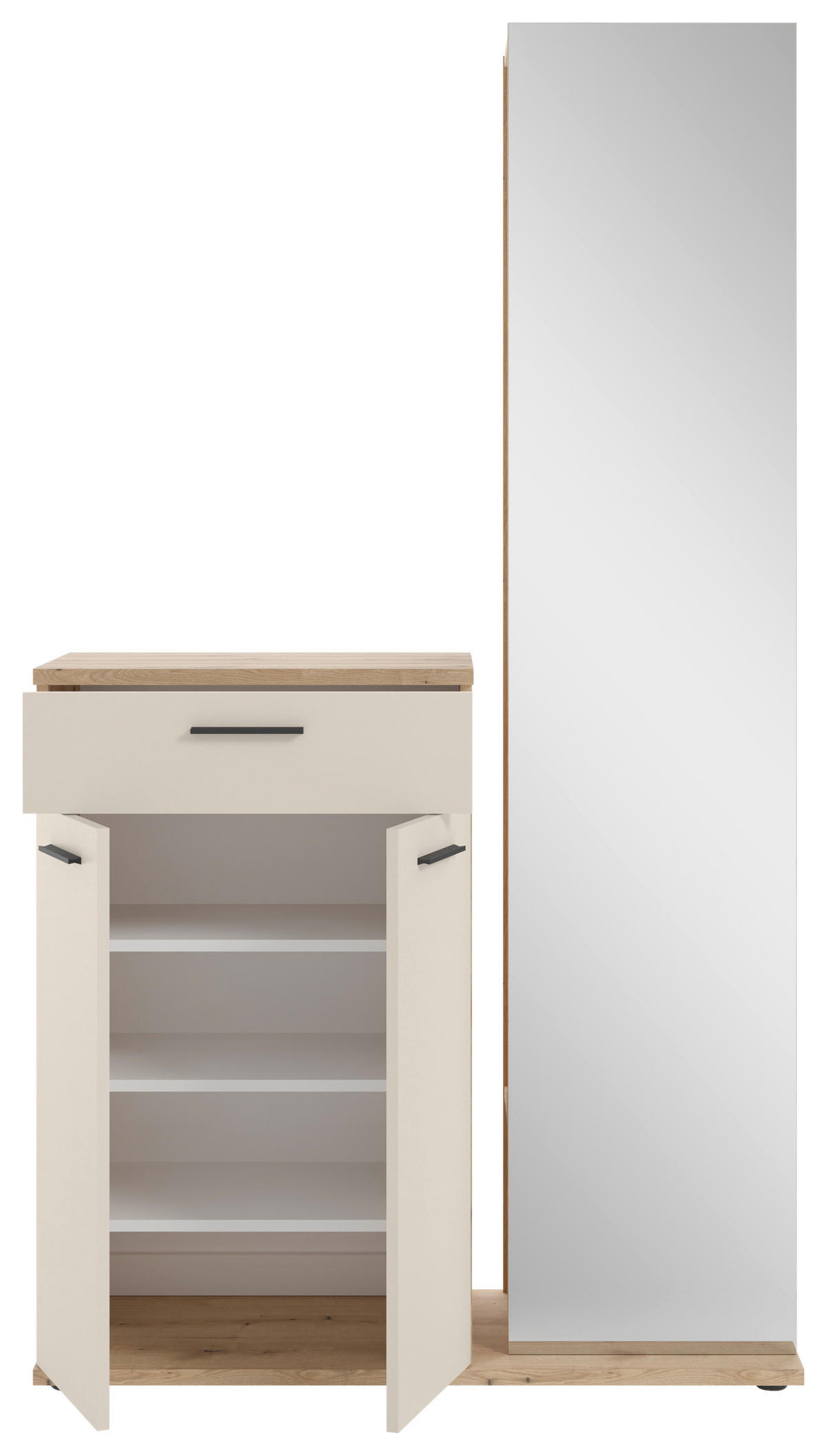 GARDEROBE  in 105/188/38 cm  - Eichefarben/Creme, Basics, Glas/Holzwerkstoff (105/188/38cm) - Xora