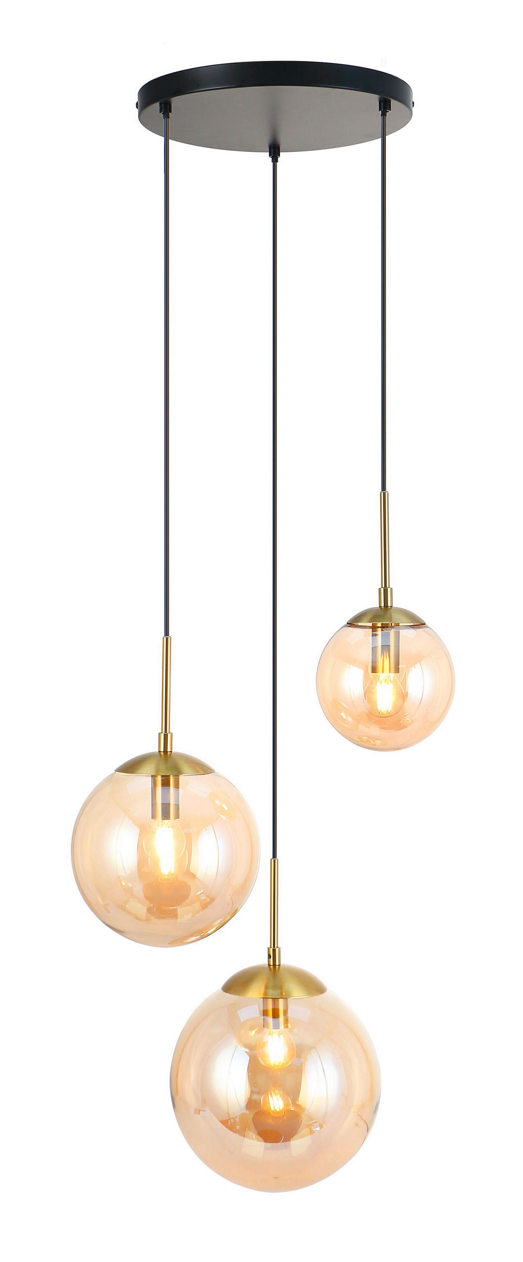 HÄNGELEUCHTE 46/40/120 cm    - Goldfarben/Bernsteinfarben, Trend, Glas/Metall (46/40/120cm) - Novel
