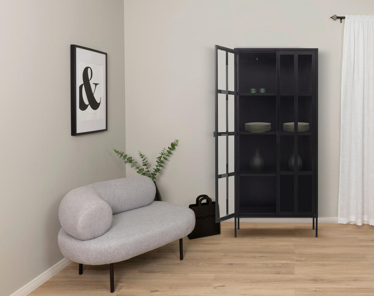 VITRINE  in Schwarz  - Schwarz, Design, Glas/Metall (80/180/35cm) - Xora