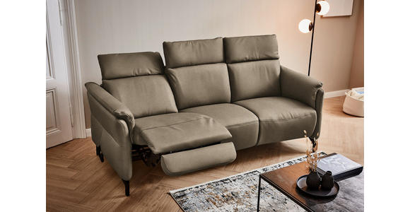 TRAPEZSOFA in Echtleder Hellbraun  - Hellbraun/Schwarz, KONVENTIONELL, Leder/Metall (221/103/95cm) - Dieter Knoll