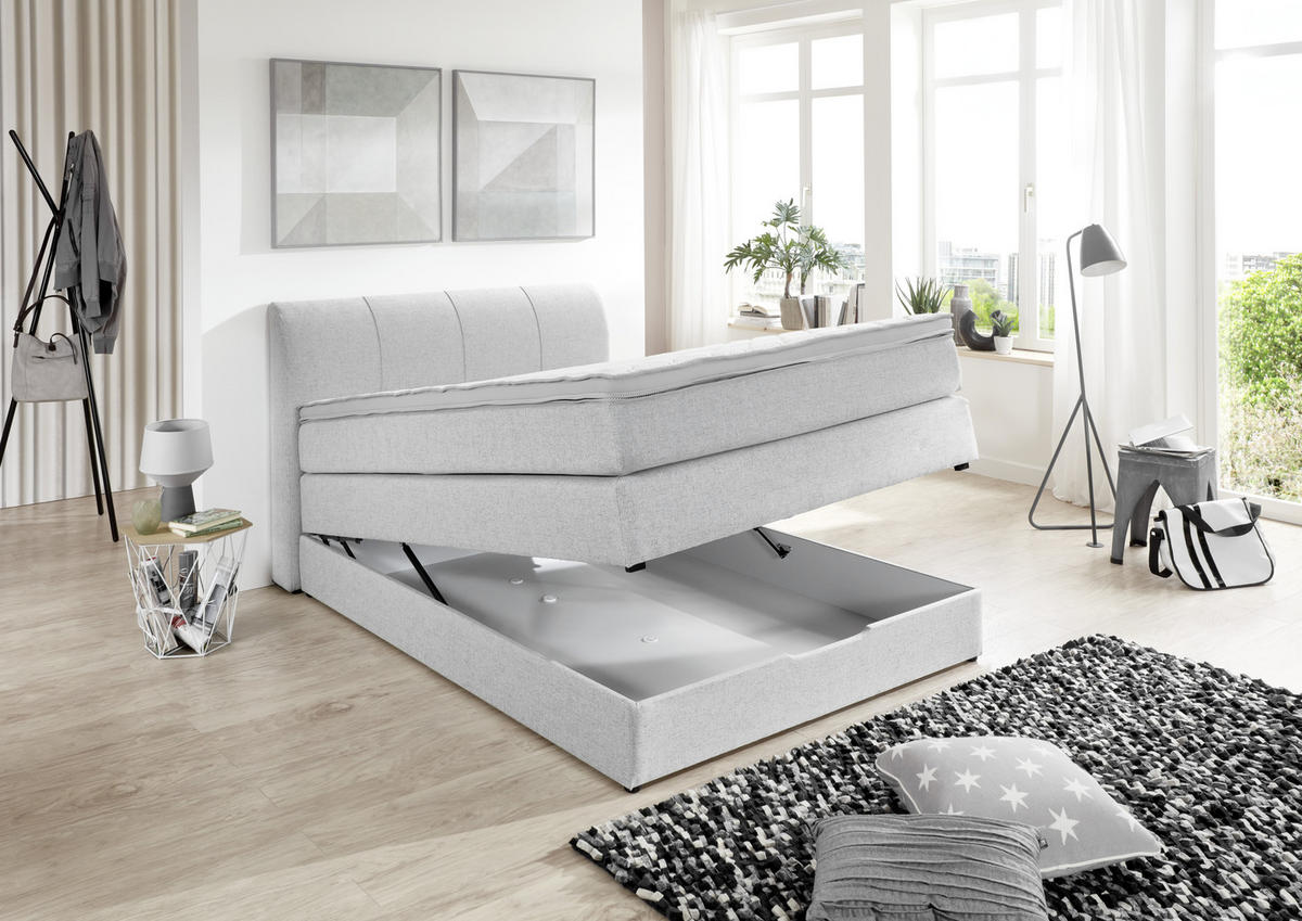 BOXSPRINGBETT 120/200 cm  in Silberfarben  - Silberfarben, Konventionell, Textil (120/200cm) - Carryhome