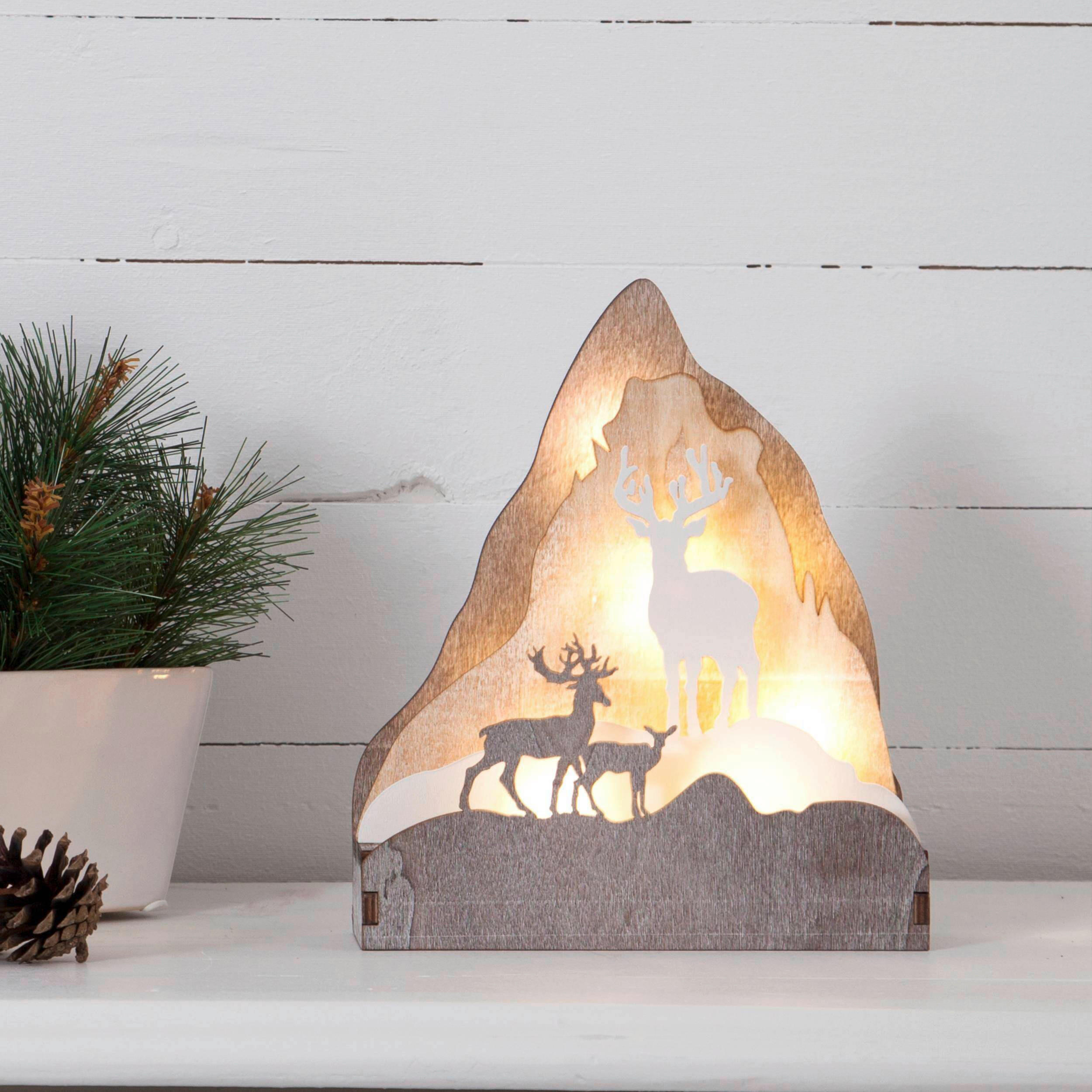 LED-DEKOLEUCHTE 18/6/21 cm   - Braun/Weiß, Basics, Holz/Kunststoff (18/6/21cm) - Eglo