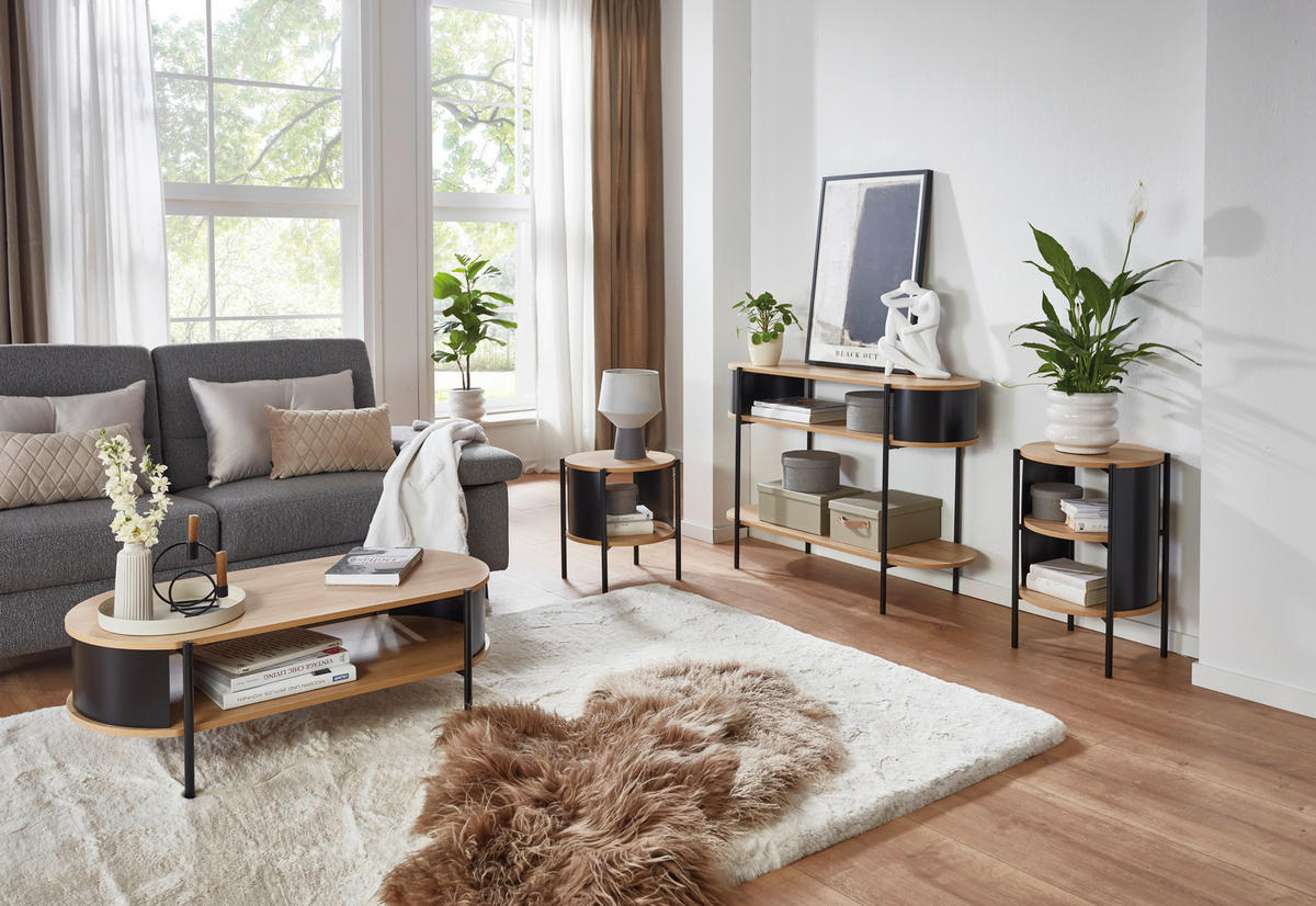 KONSOLBORD i metall, trämaterial 110/39/76 cm    - svart/ekfärgad, Trend, metall/trämaterial (110/39/76cm) - Best Price