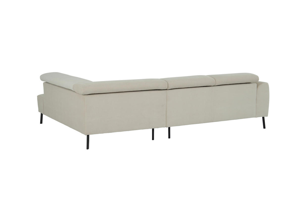 ECKSOFA in Feincord Beige  205/280 cm  - Beige/Schwarz, Design, Textil/Metall (205/280cm) - Xora