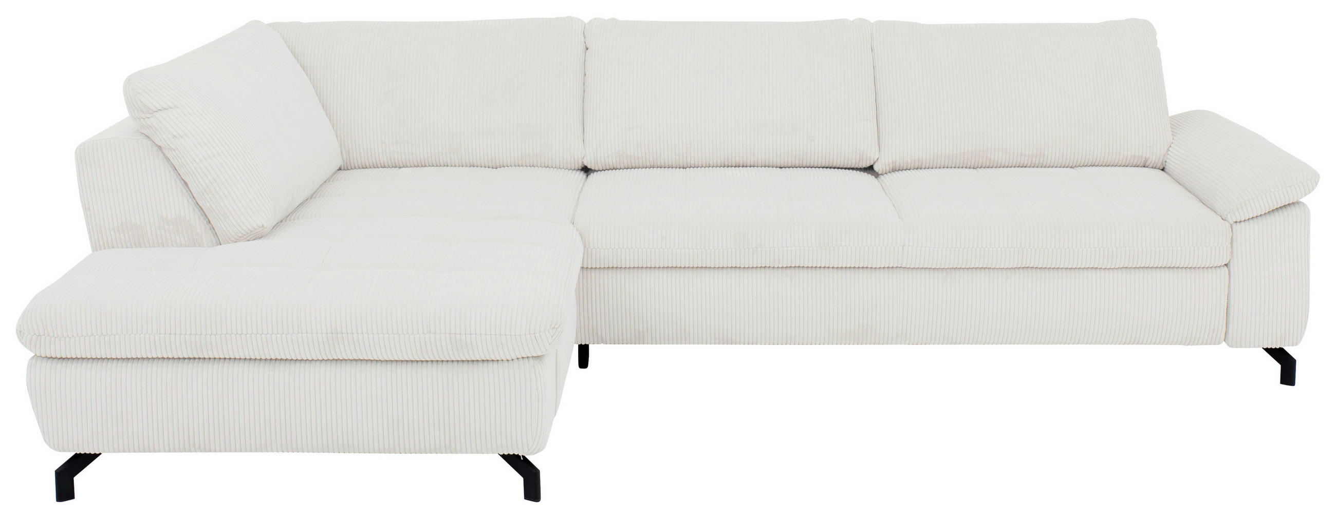 ECKSOFA Sense Creme, Naturfarben Cord, Velours  - Creme/Schwarz, Design, Textil/Metall (197/291cm) - Beldomo Style