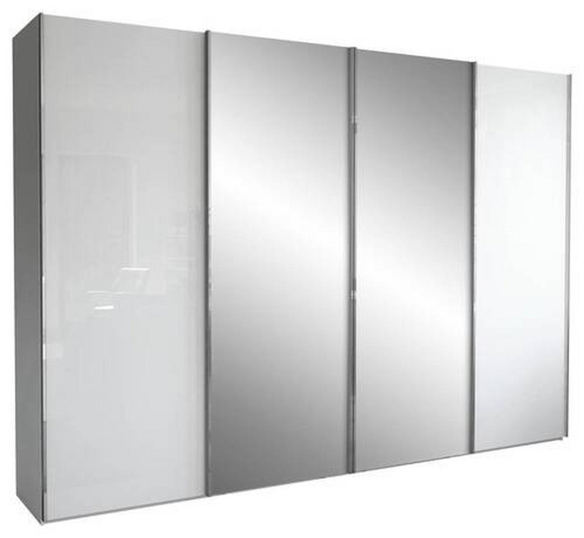SCHWEBETÜRENSCHRANK  in Grau, Weiß  - Chromfarben/Weiß, KONVENTIONELL, Glas/Holzwerkstoff (300/217/67cm) - Dieter Knoll