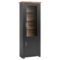 VITRINE in Graphitfarben, Eiche Artisan  - Graphitfarben/Eiche Artisan, Design, Glas/Holzwerkstoff (74,5/206,6/42,2cm) - SetOne by Musterring