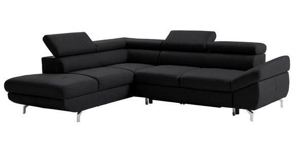 ECKSOFA Schwarz Echtleder  - Silberfarben/Schwarz, Design, Leder/Metall (220/270cm) - Novel