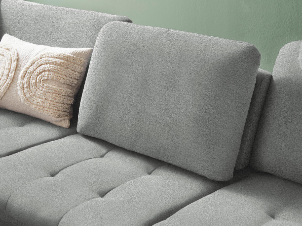 ECKSOFA in Flachgewebe Hellgrau  - Hellgrau/Schwarz, Natur, Textil/Metall (233/288cm) - Valnatura