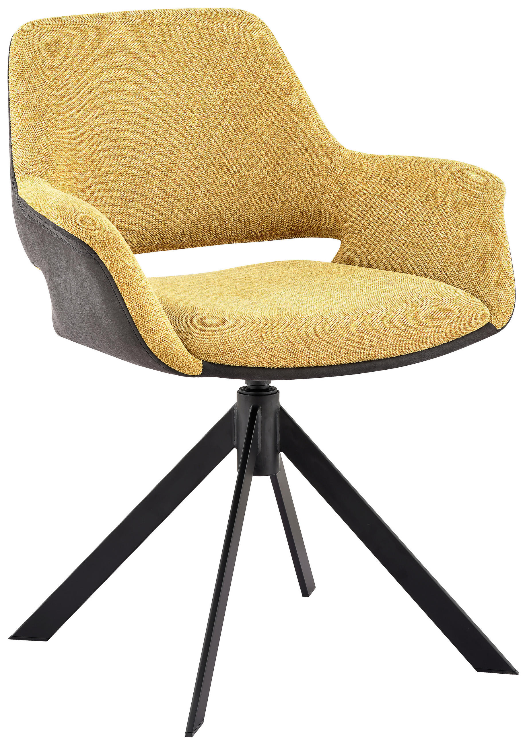 ARMLEHNSTUHL  in Eisen Mikrofaser, Leinenoptik  - Dunkelgrau/Gelb, Design, Textil/Metall (66/83,5/62,5cm) - Novel