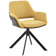 ARMLEHNSTUHL in Eisen Mikrofaser, Leinenoptik - Dunkelgrau/Gelb, Design, Textil/Metall (66/83,5/62,5cm) - Novel