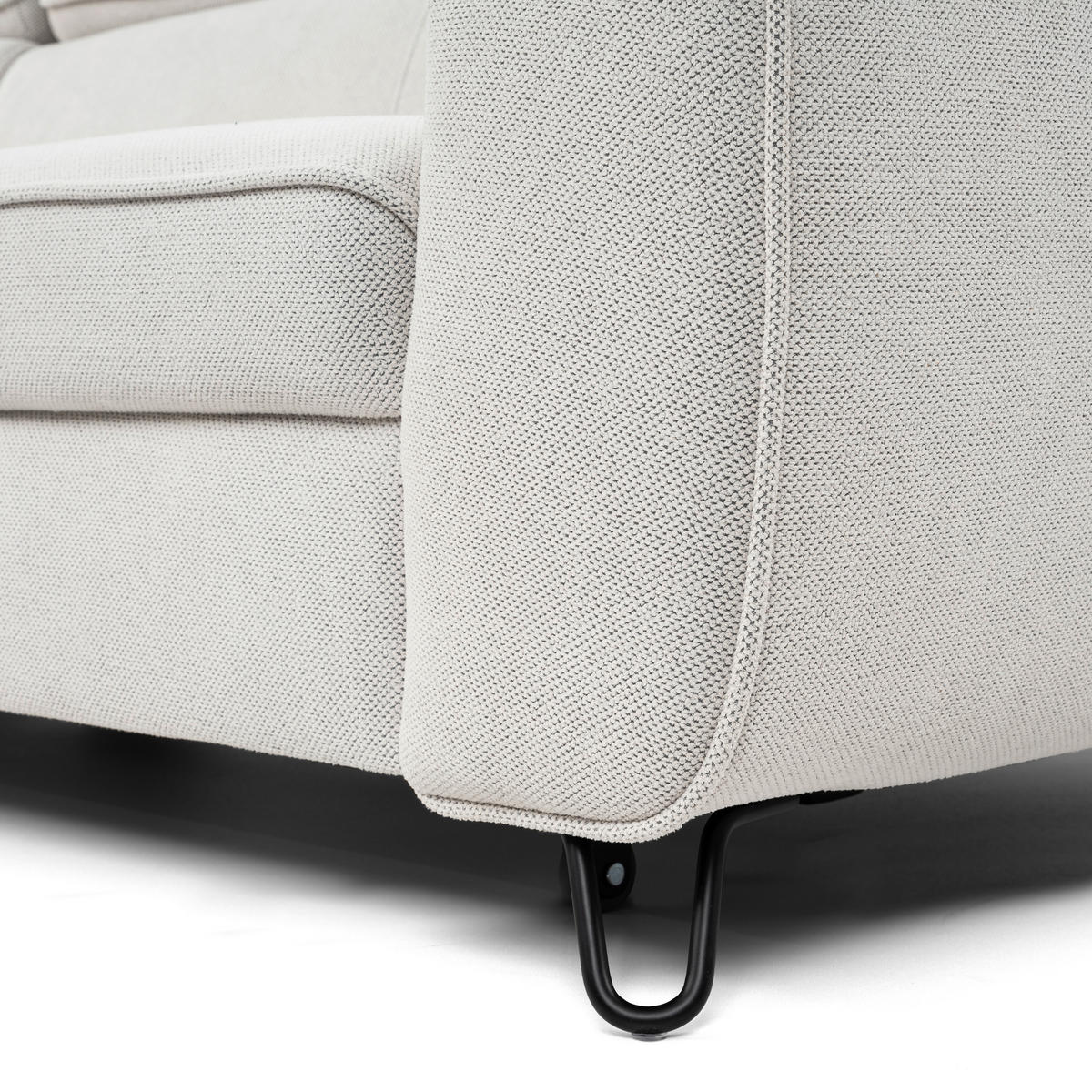 ECKSOFA in Flachgewebe Weiss  - Weiss/Schwarz, Design, Textil/Metall (200/250cm) - Stylife