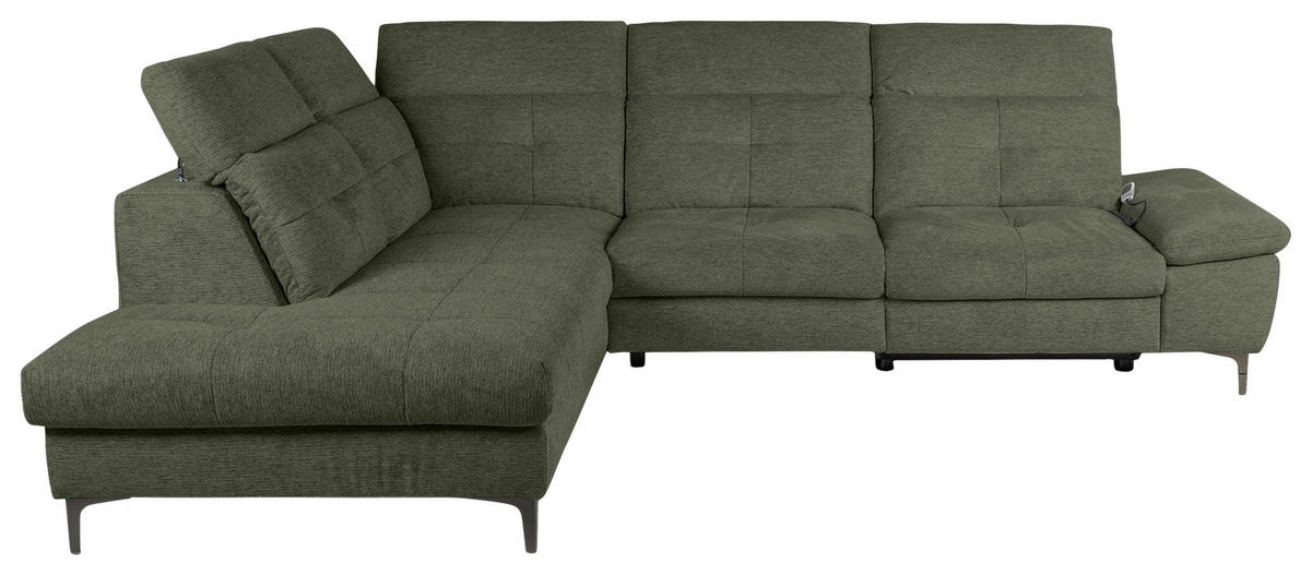 ECKSOFA Dunkelgrün Webstoff  - Dunkelgrün/Schwarz, KONVENTIONELL, Textil/Metall (225/288cm) - Carryhome