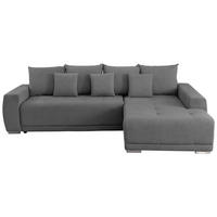 ECKSOFA in Flachgewebe Dunkelgrau  280/204 cm  - Dunkelgrau/Silberfarben, Design, Kunststoff/Textil (280/204cm) - MID.YOU