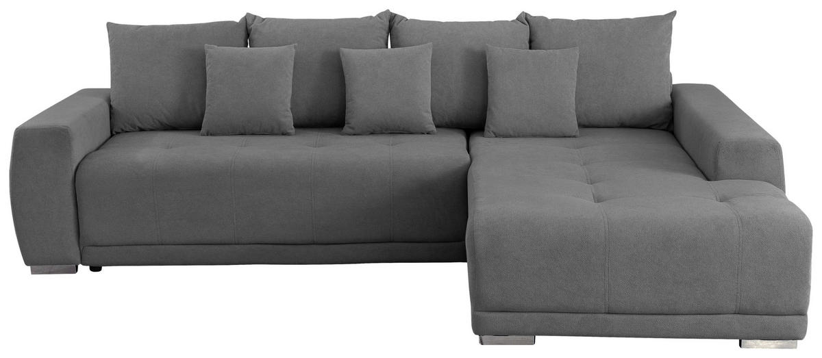 ECKSOFA in Flachgewebe Dunkelgrau  280/204 cm  - Dunkelgrau/Silberfarben, Design, Kunststoff/Textil (280/204cm) - MID.YOU