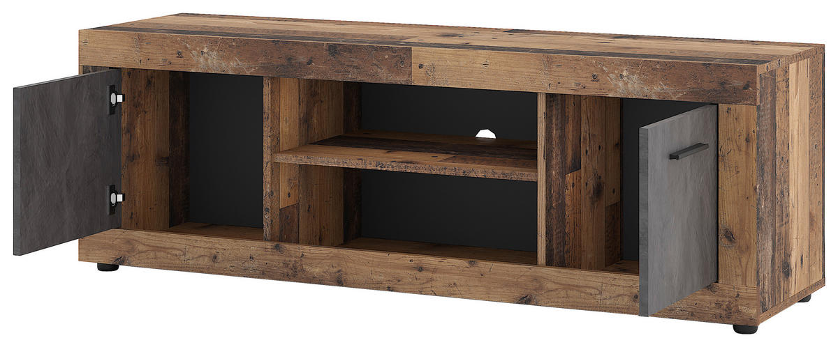 KOMODA - NISKA   140/48/40 cm   antracit, stari hrast   - stari hrast/crna, Design, drvni materijal/plastika (140/48/40cm) - MID.YOU
