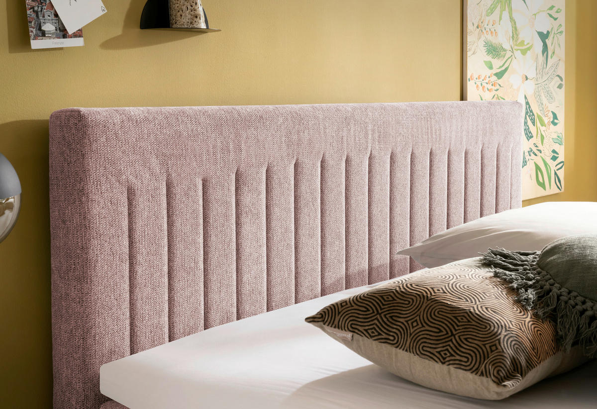 BOXSPRINGBETT 140/200 cm  in Rosa  - Buchefarben/Rosa, Basics, Holz/Textil (140/200cm) - Boxxx