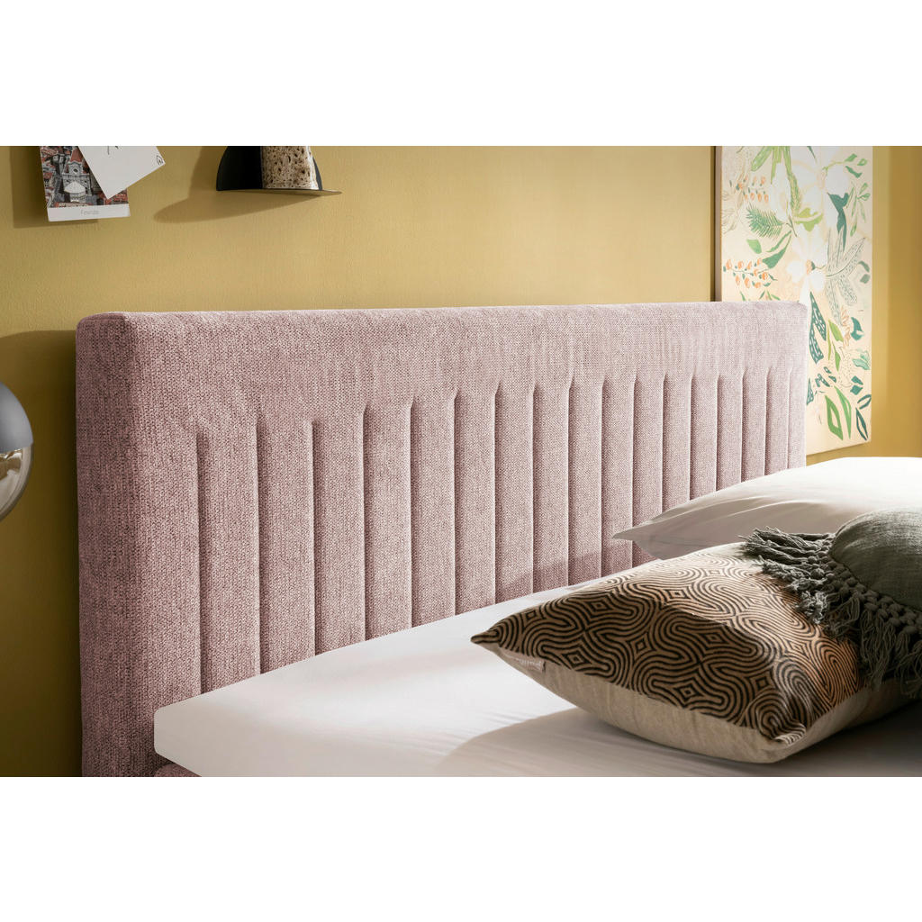 Thumbnail - Boxxx Boxspringbett, Rosa, Textil, Buche, massiv, H2 + H4, Höhe ca. 17 cm, 180x200 cm, Matratze in verschiedenen Härtegr...