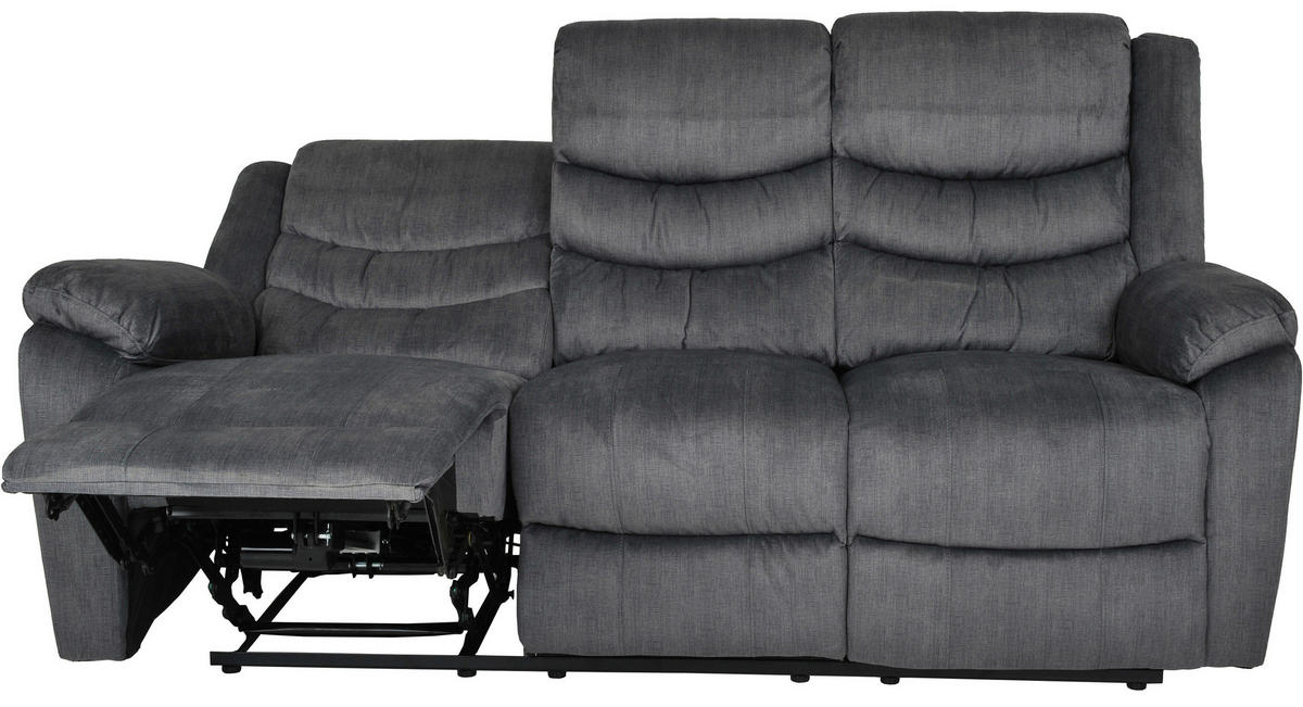 RECLINERSOFFA i mikrofiber grå  - svart/grå, Klassisk, metall/trä (195/103/100cm)