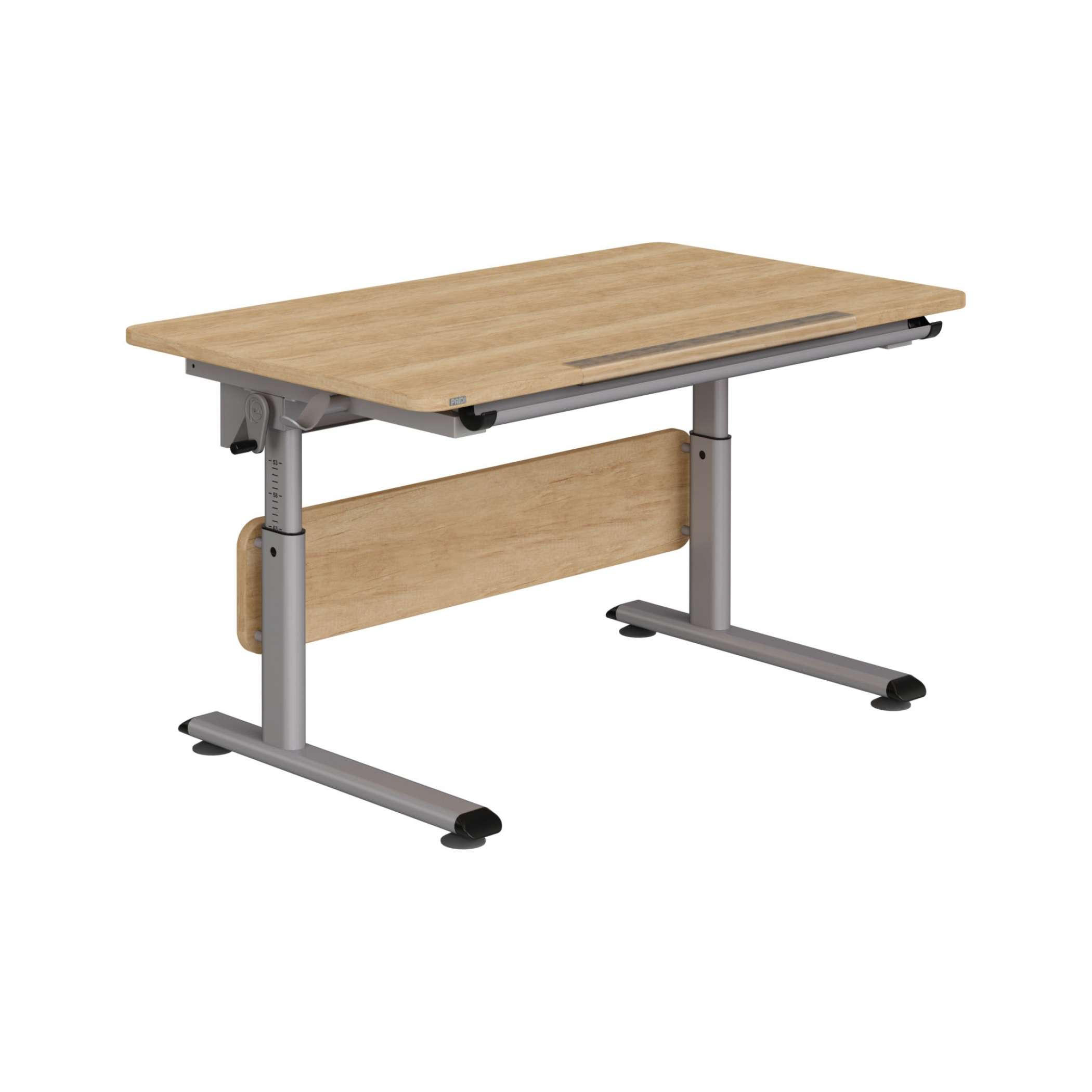 IFJÚSÁGI ÍRÓASZTAL  - ezüst/tölgyfa, Basics, faalapú anyag/fém (120/70/53-79cm) - Paidi