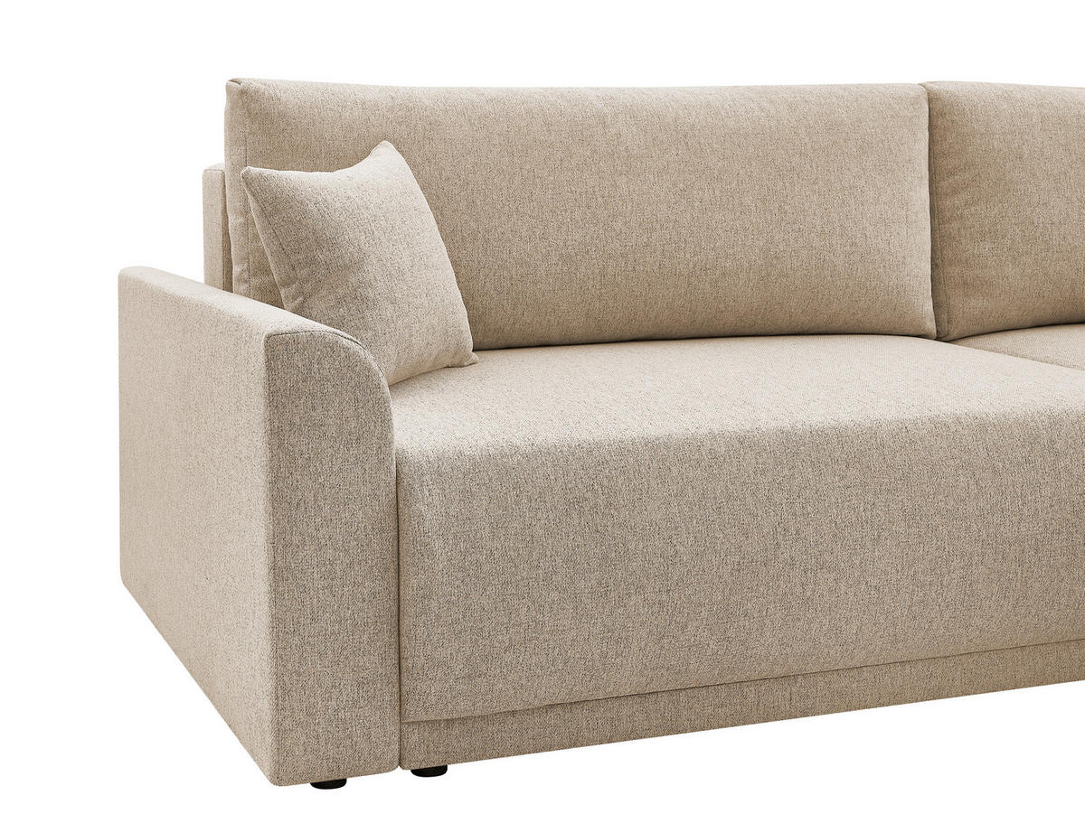 ECKSOFA KIMMY Beige Flachgewebe Zierkissen, Rückenkissen, Bettkasten  - Beige/Schwarz, Design, Kunststoff/Textil (233/146cm) - P & B