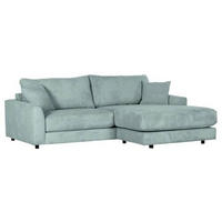 ECKSOFA in Cord Hellblau  - Schwarz/Hellblau, Design, Kunststoff/Textil (240/175cm) - Landscape