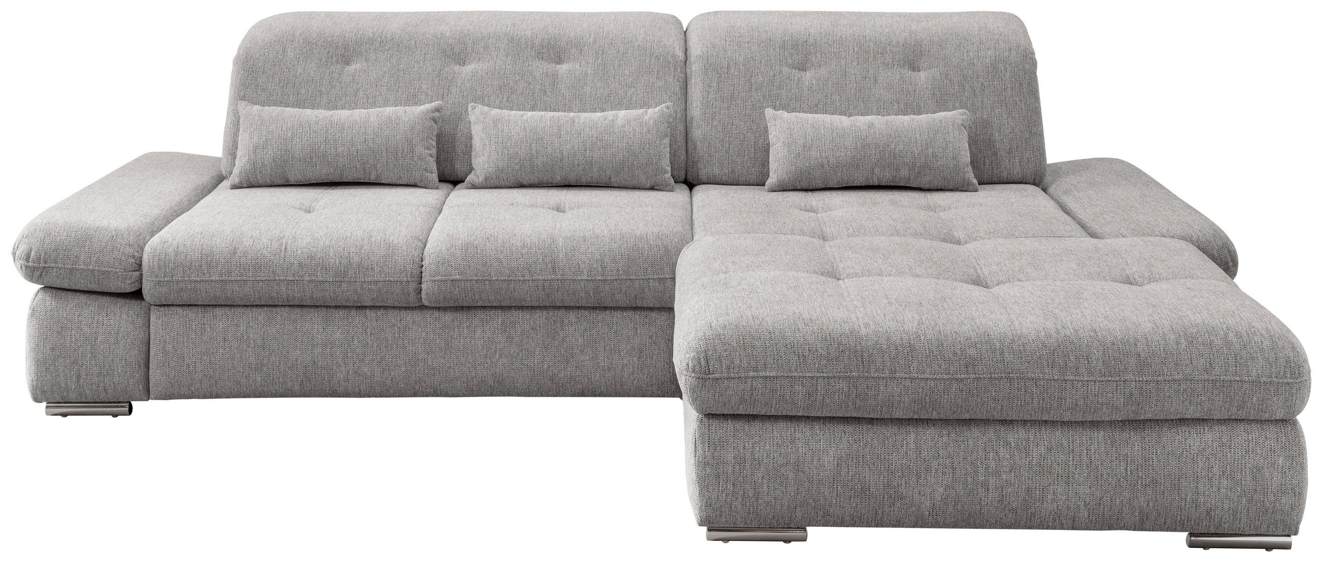 ECKSOFA in Chenille Grau  - Chromfarben/Grau, Modern, Textil/Metall (300/196cm) - Livetastic