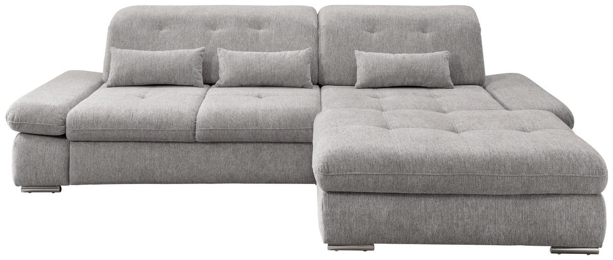 ECKSOFA in Chenille Grau  - Chromfarben/Grau, Modern, Textil/Metall (300/196cm) - Livetastic
