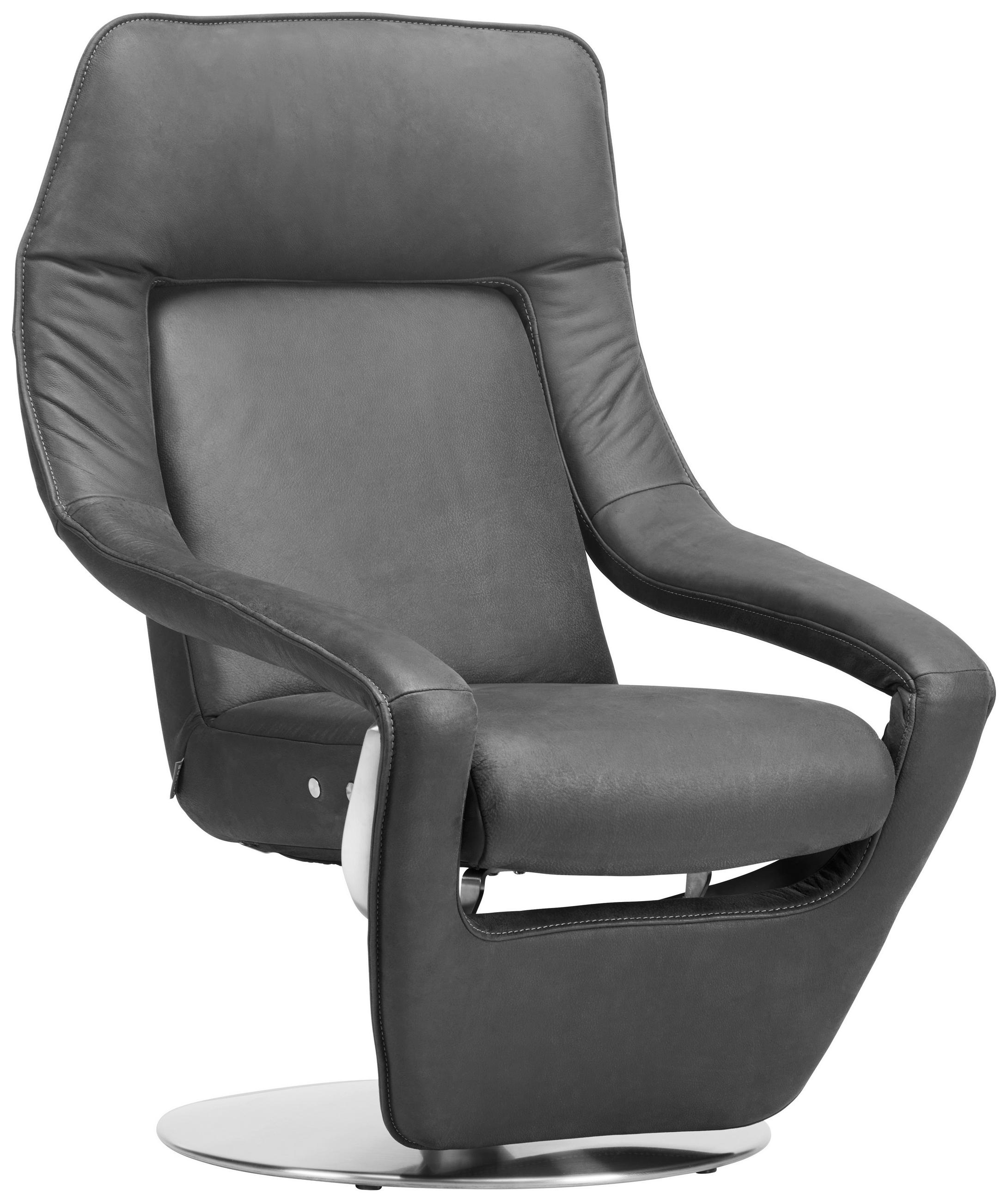 RELAXSESSEL in Leder Schwarz  - Schwarz/Grau, Design, Leder/Metall (77/113/91cm) - Koinor