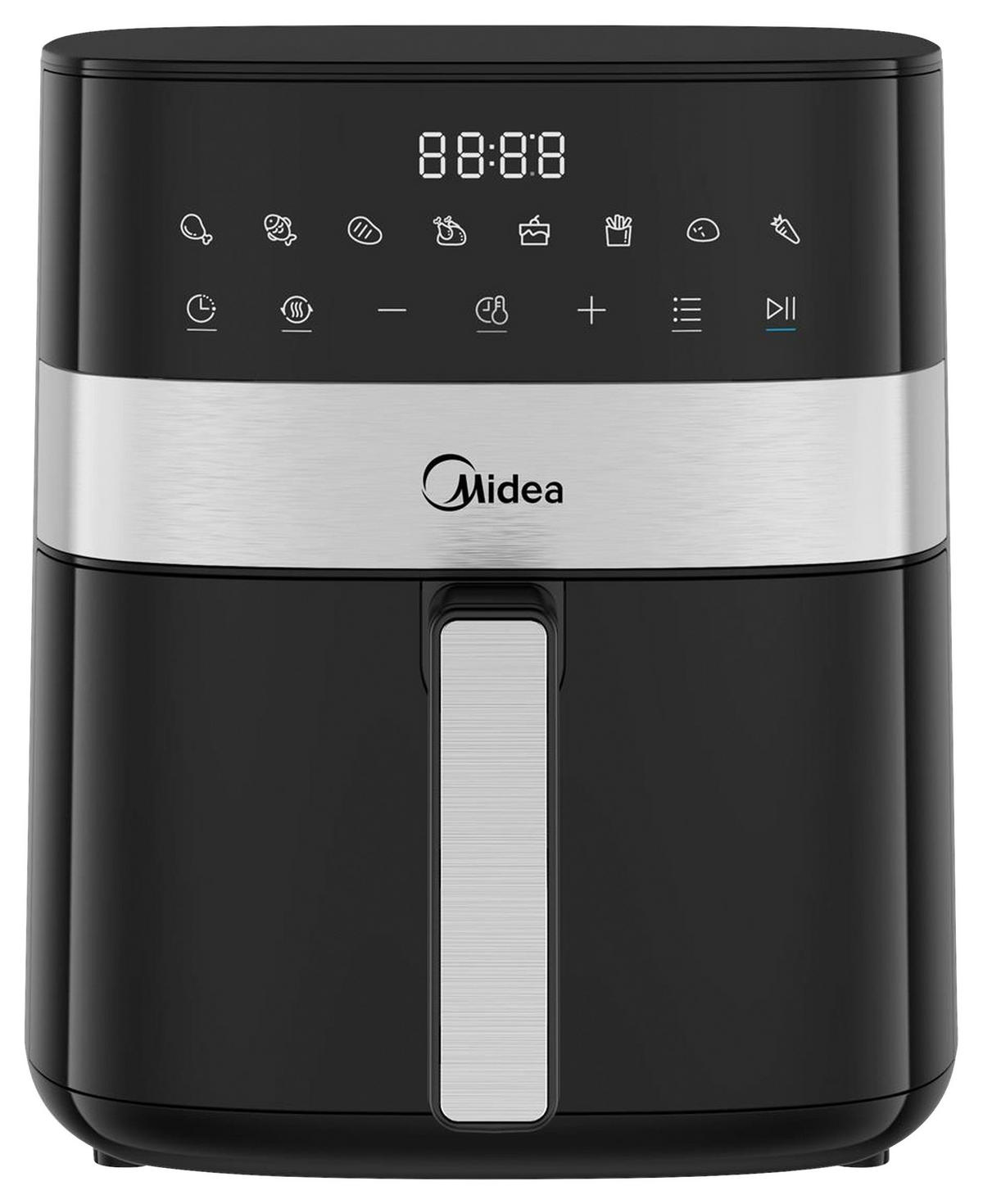 HEIßLUFTFRITTEUSE Airfryer MF-CN65E2 6.3 l  - Silberfarben/Schwarz, Basics, Kunststoff (38,7/30,0/27,1cm) - Midea