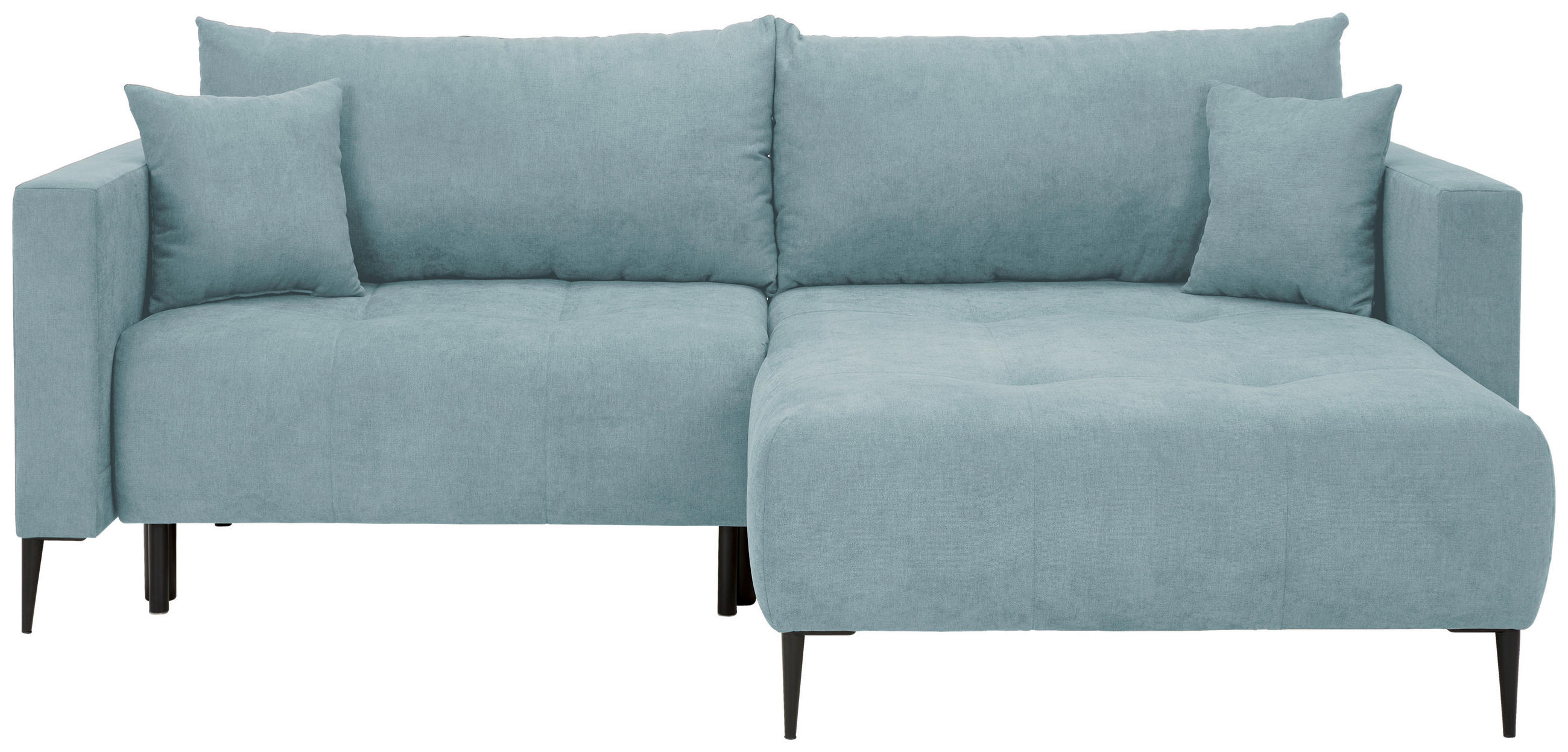 ECKSOFA Mintgrün Velours  - Schwarz/Mintgrün, KONVENTIONELL, Textil/Metall (226/155cm) - Carryhome