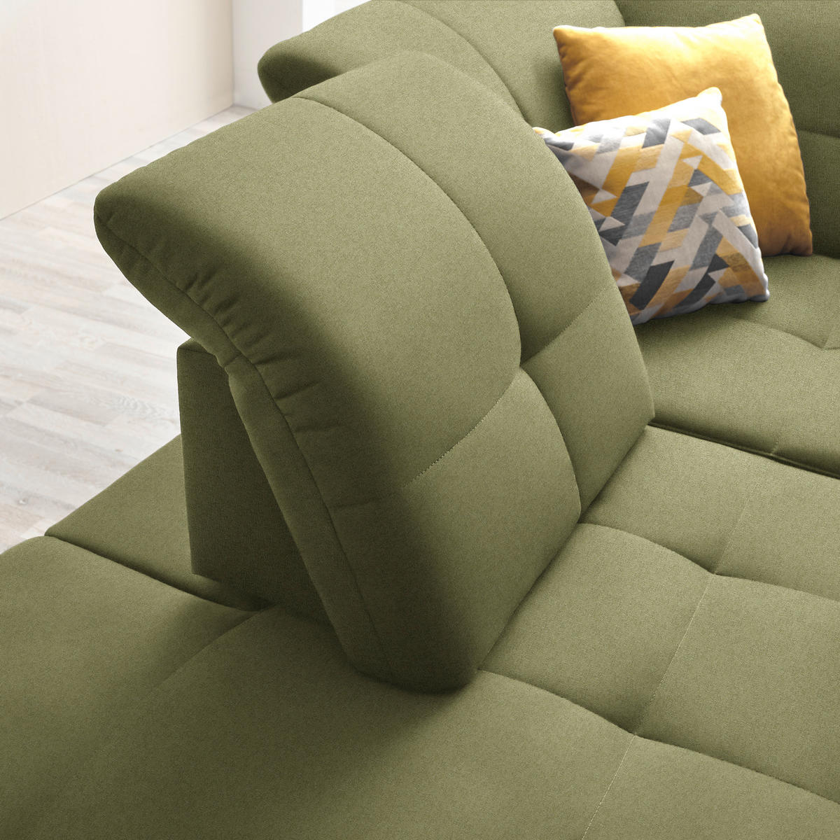 ECKSOFA in Chenille Olivgrün  240/308 cm  - Schwarz/Olivgrün, Design, Textil/Metall (240/308cm) - Xora