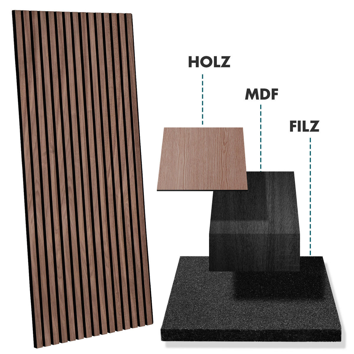 AKUSTIKPANEEL 60/118 cm  - Walnussfarben, Basics, Holzwerkstoff (60/118cm)