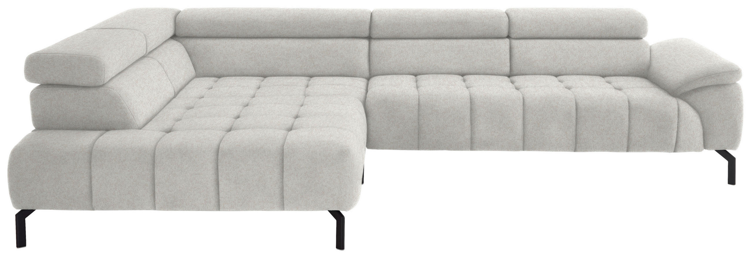 ECKSOFA in Chenille Beige  - Beige/Schwarz, Design, Textil/Metall (222/323cm) - Beldomo Style