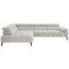 ECKSOFA in Chenille Beige  - Beige/Schwarz, Design, Textil/Metall (222/323cm) - Beldomo Style