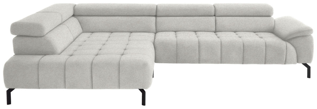 ECKSOFA in Chenille Beige  - Beige/Schwarz, Design, Textil/Metall (222/323cm) - Beldomo Style