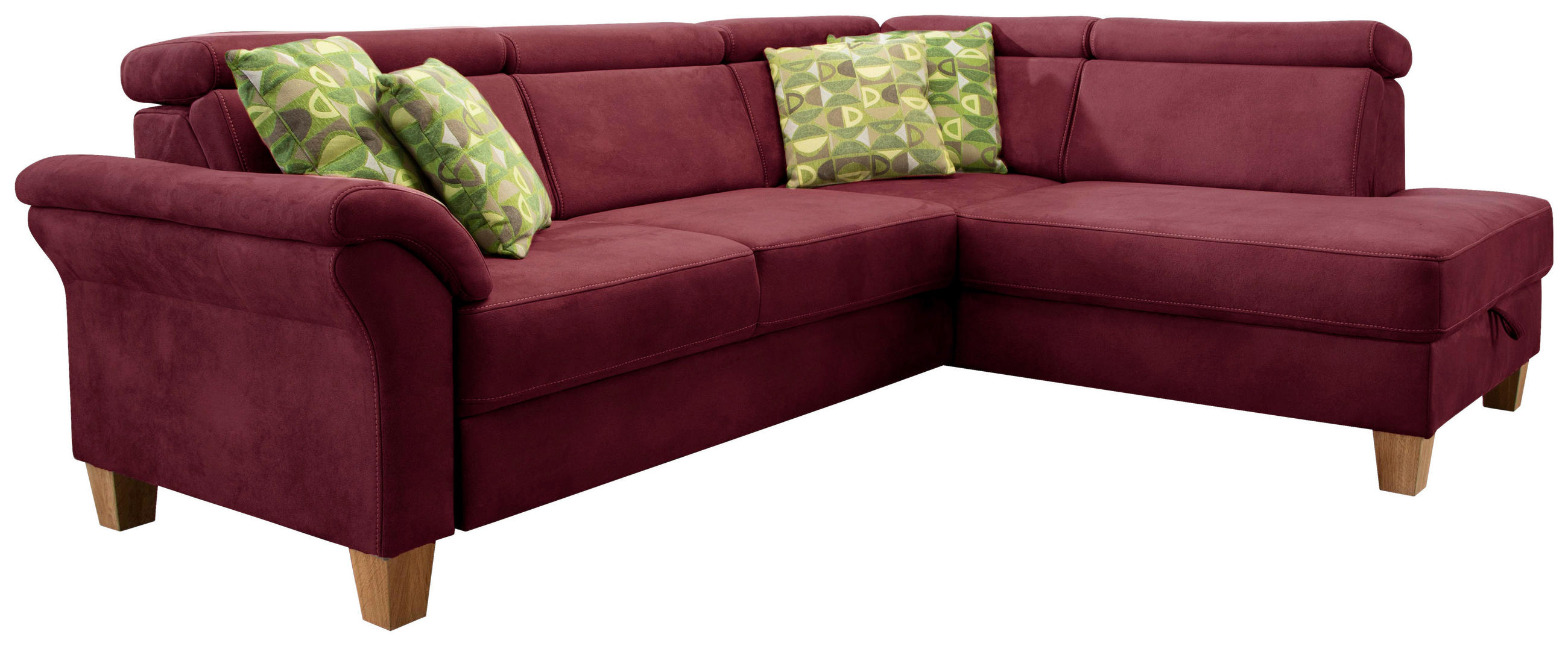 ECKSOFA in Mikrofaser Bordeaux  - Eichefarben/Bordeaux, Konventionell, Holz/Textil (245/194cm) - Sit & More