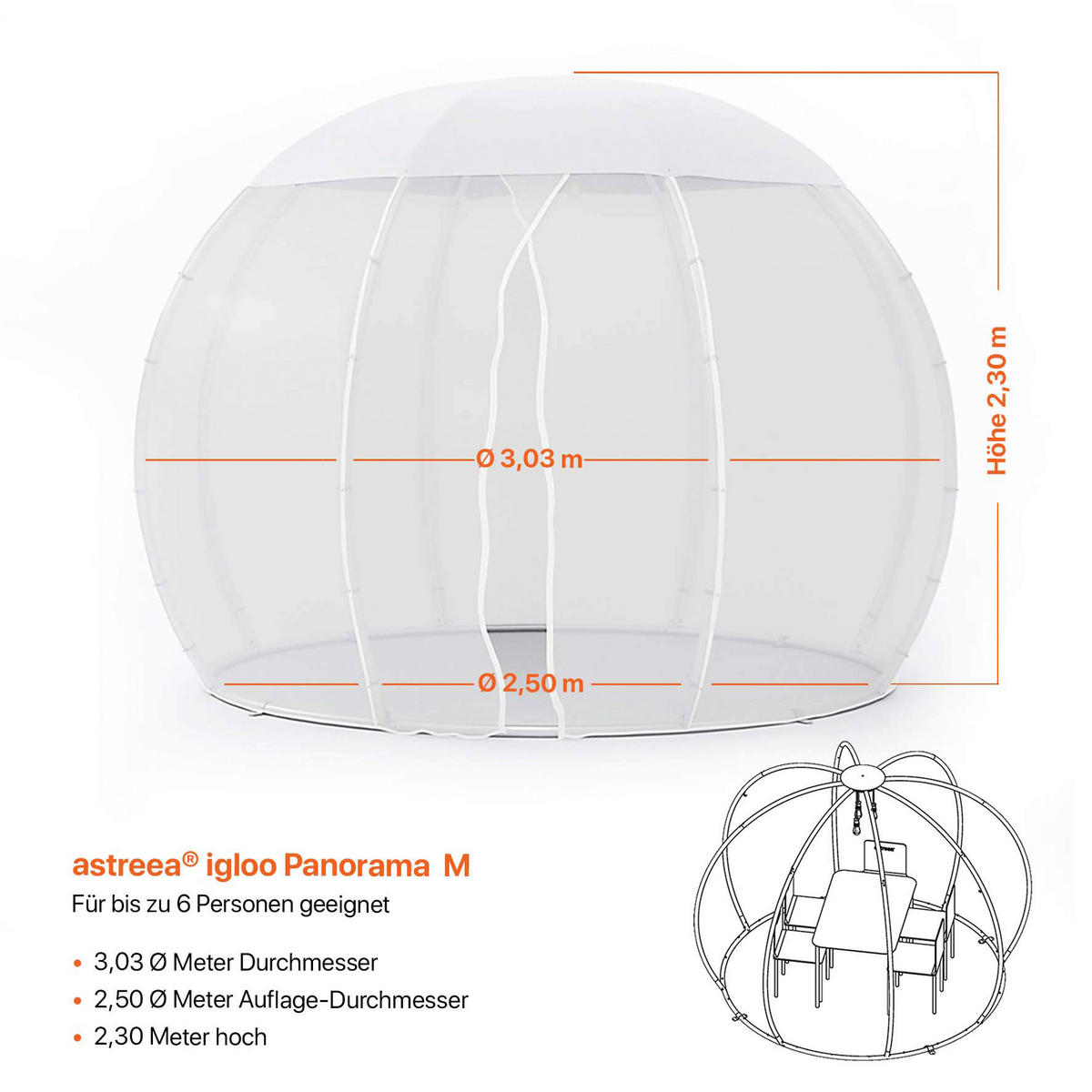 PAVILLON 303/230/303 cm Aluminium  - Silberfarben/Weiß, Basics, Textil/Metall (303/230/303cm)