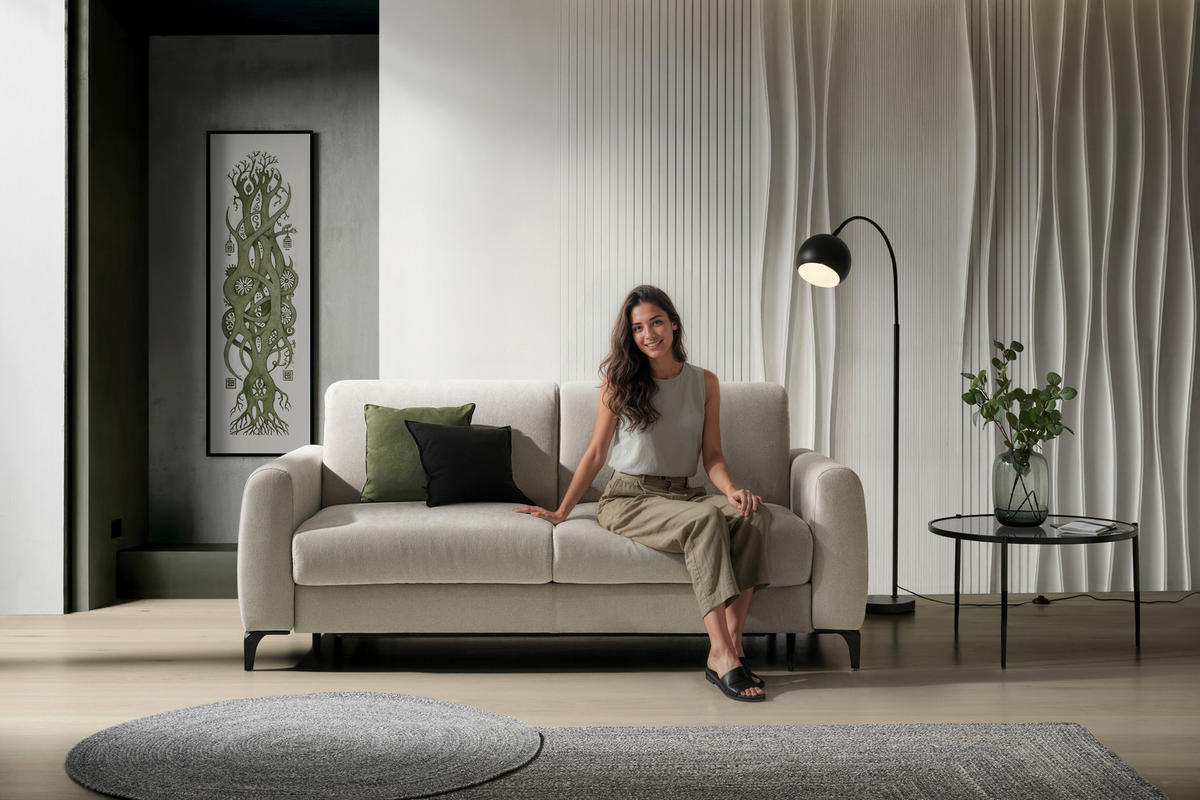 KANAPÉÁGY fa, textil  - fekete, Konventionell, textil/fa (203/88/102cm) - Novel