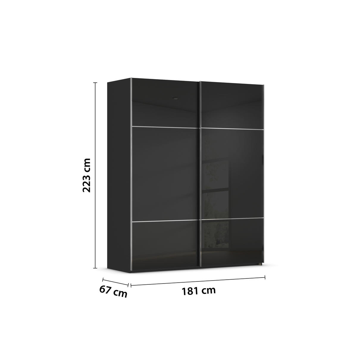 SCHWEBETÜRENSCHRANK in Schwarz  - Chromfarben/Schwarz, Konventionell, Glas/Holzwerkstoff (181/223/67cm) - Novel