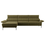 ECKSOFA in Bouclé Olivgrün  186/330 cm  - Schwarz/Olivgrün, MODERN, Textil/Metall (186/330cm) - Johann Jakob