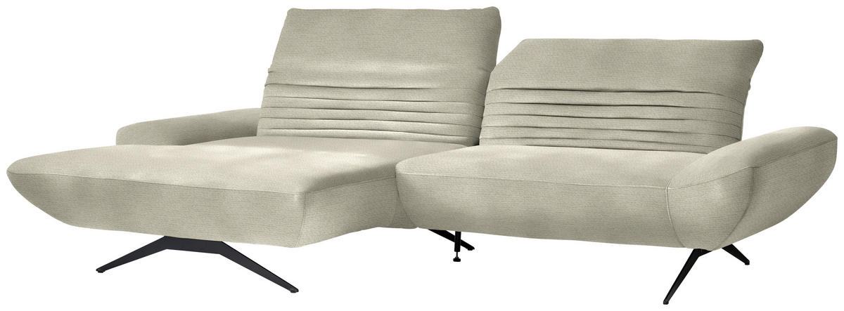 ECKSOFA Chenille Beige  - Beige/Schwarz, Design, Textil/Metall (170-195/280cm) - Dieter Knoll