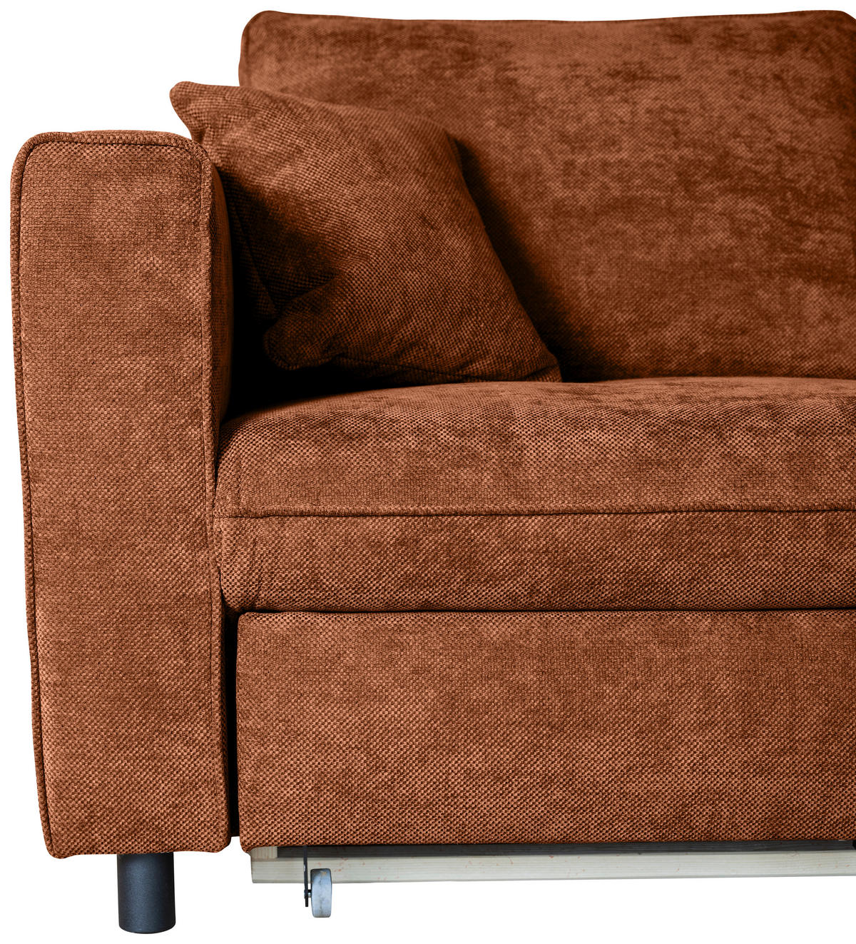 ECKSOFA Rostfarben Flachgewebe  - Rostfarben/Schwarz, KONVENTIONELL, Textil/Metall (252/162cm) - Carryhome